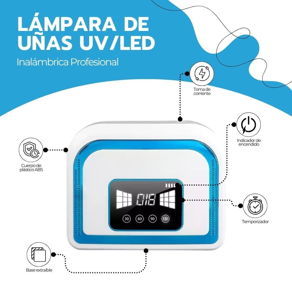 Lámpara Uñas UV/LED 120W Inalámbrica Profesional Belleza — imagen 3