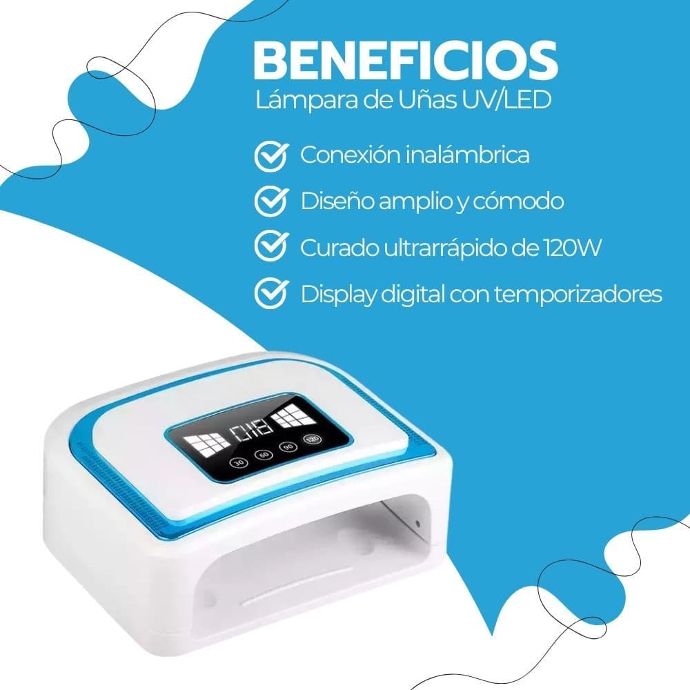 Lámpara Uñas UV/LED 120W Inalámbrica Profesional Belleza — imagen 4