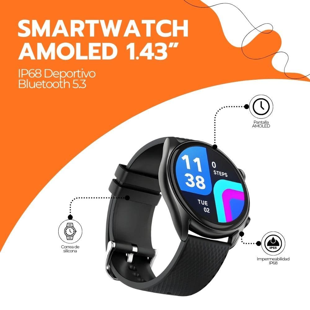 Smartwatch AMOLED 1.43” IP68 Deportivo Bluetooth 5.3 — imagen 3