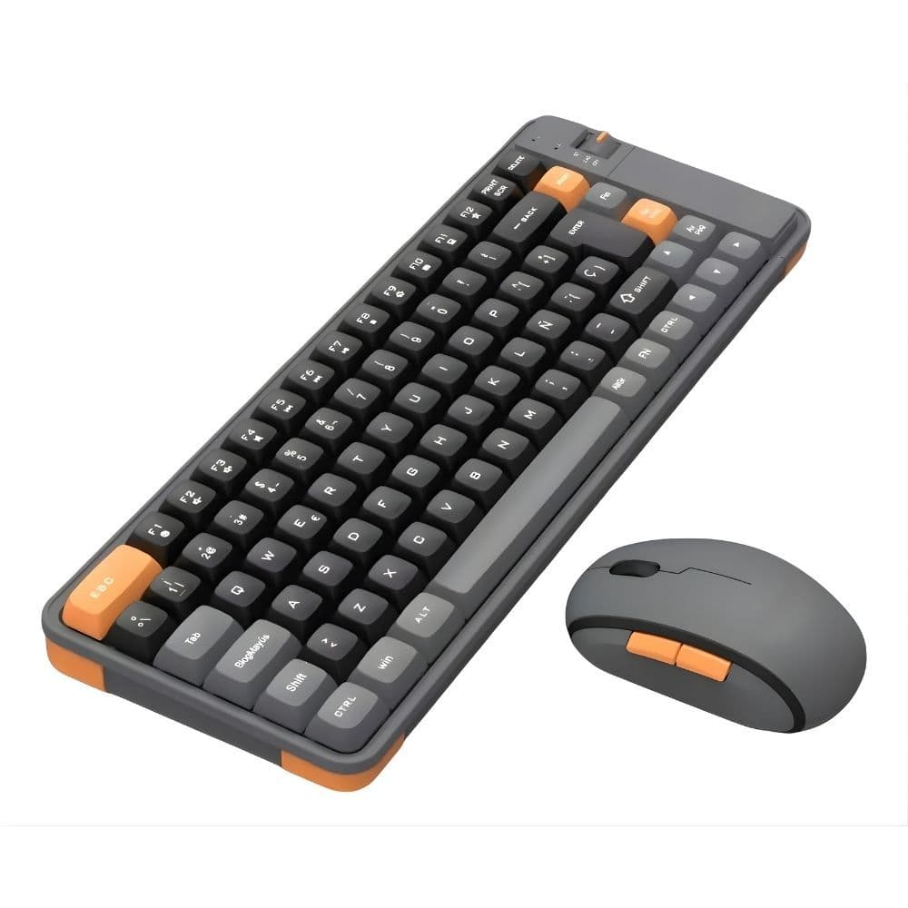 Kit Teclado y Mouse Inalámbrico Bluetooth USB Amarillo — imagen 1