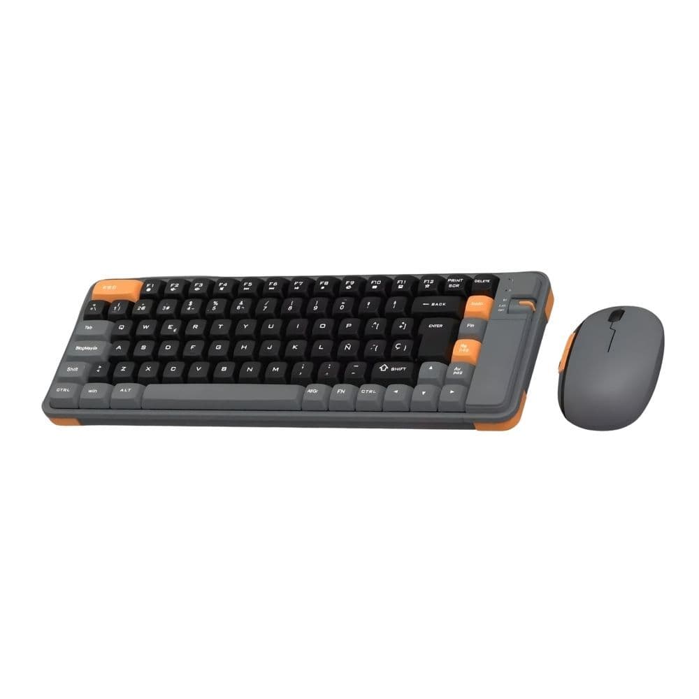 Kit Teclado y Mouse Inalámbrico Bluetooth USB Amarillo — imagen 2