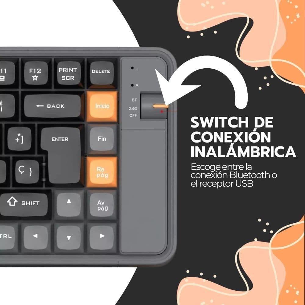 Kit Teclado y Mouse Inalámbrico Bluetooth USB Amarillo — imagen 5