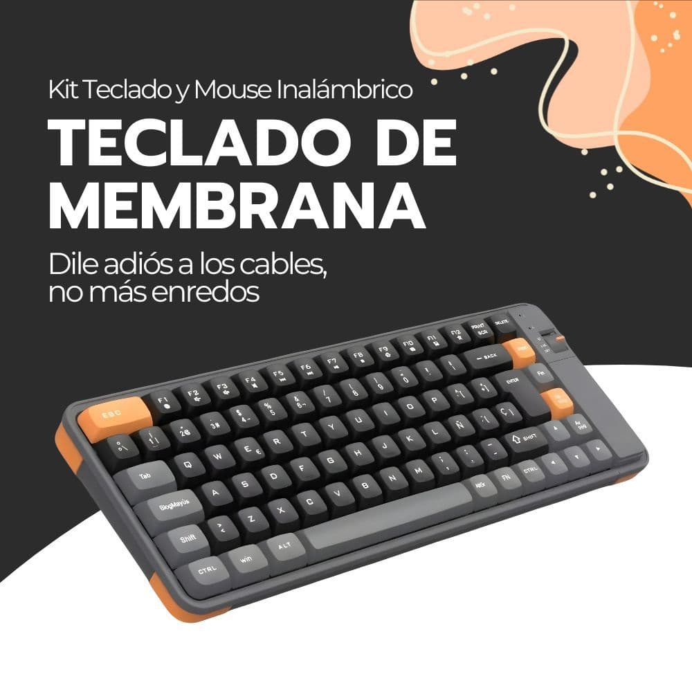 Kit Teclado y Mouse Inalámbrico Bluetooth USB Amarillo — imagen 7