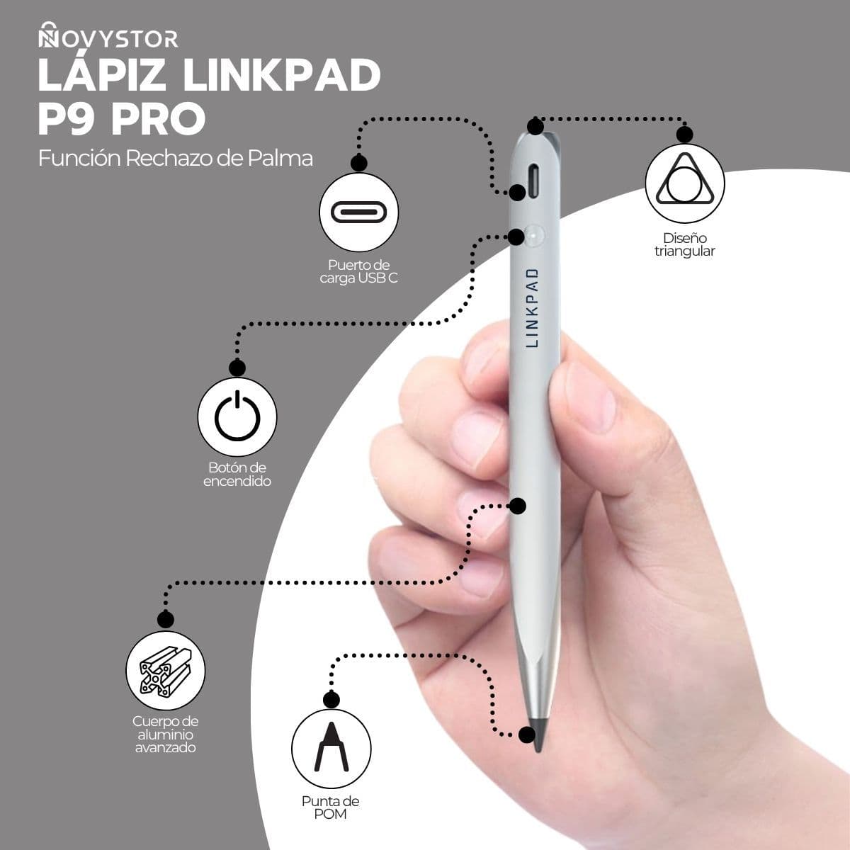 Lapiz Pencil Profesional para iPad Palm Reject P9 — imagen 4