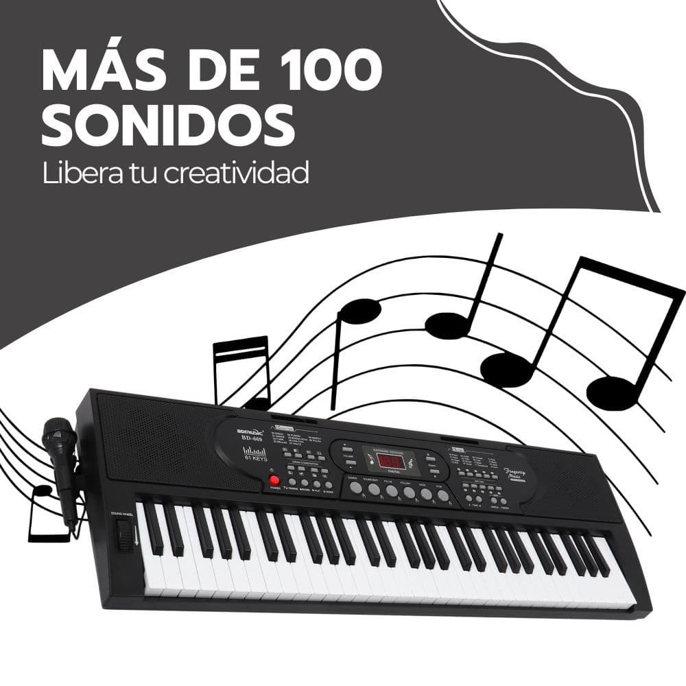 Teclado Musical Portátil 61 Teclas con Micrófono Incluido — imagen 8