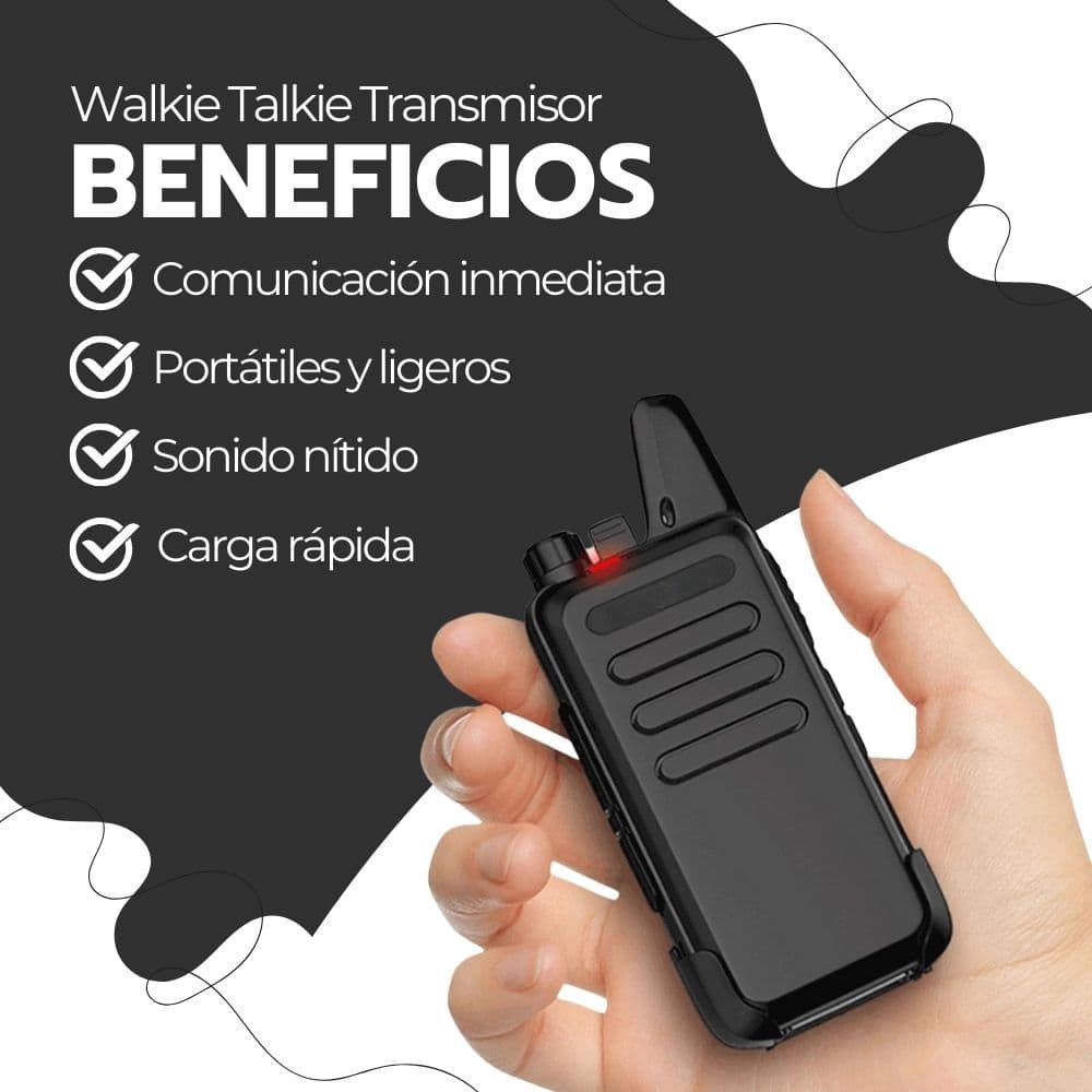 Walkie Talkie Transmisor Profesional FM Recargable Negro — imagen 4
