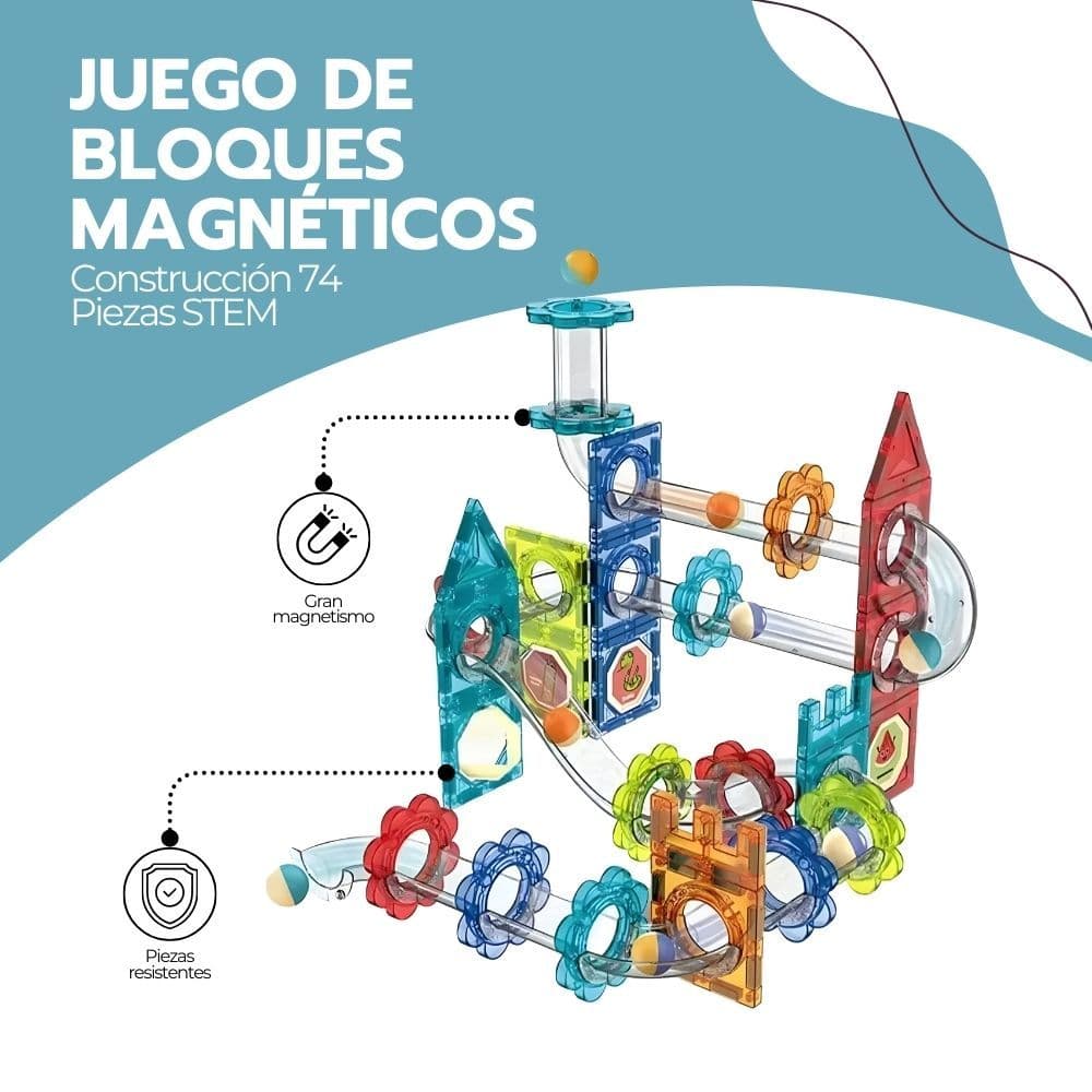 Juego De Bloques Magnéticos Construcción 74 Piezas STEM — imagen 3