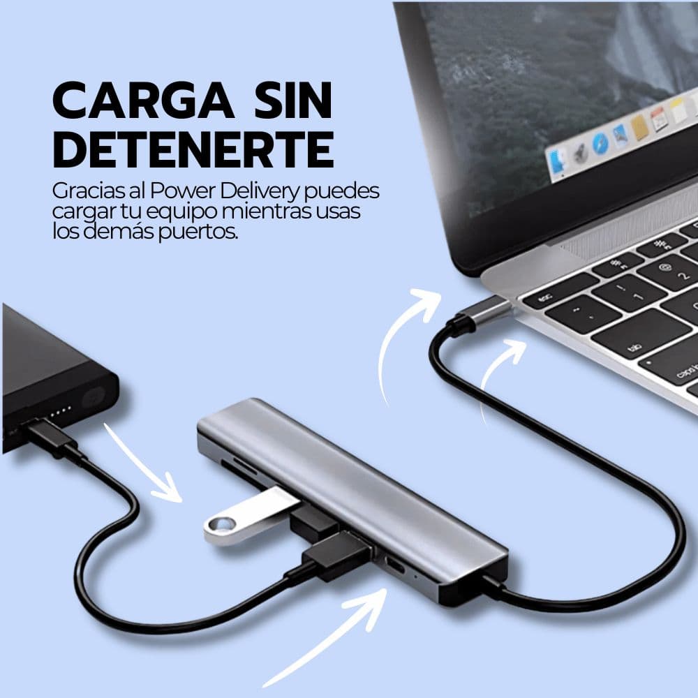 Adaptador 7 En 1 Usb-c Con Hdmi Y Puertos Usb para PC — imagen 7