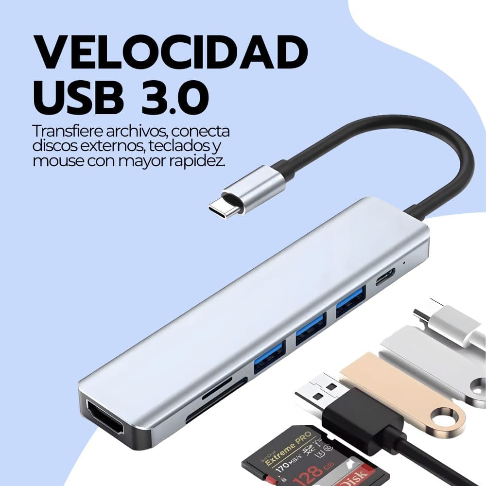 Adaptador 7 En 1 Usb-c Con Hdmi Y Puertos Usb para PC — imagen 8