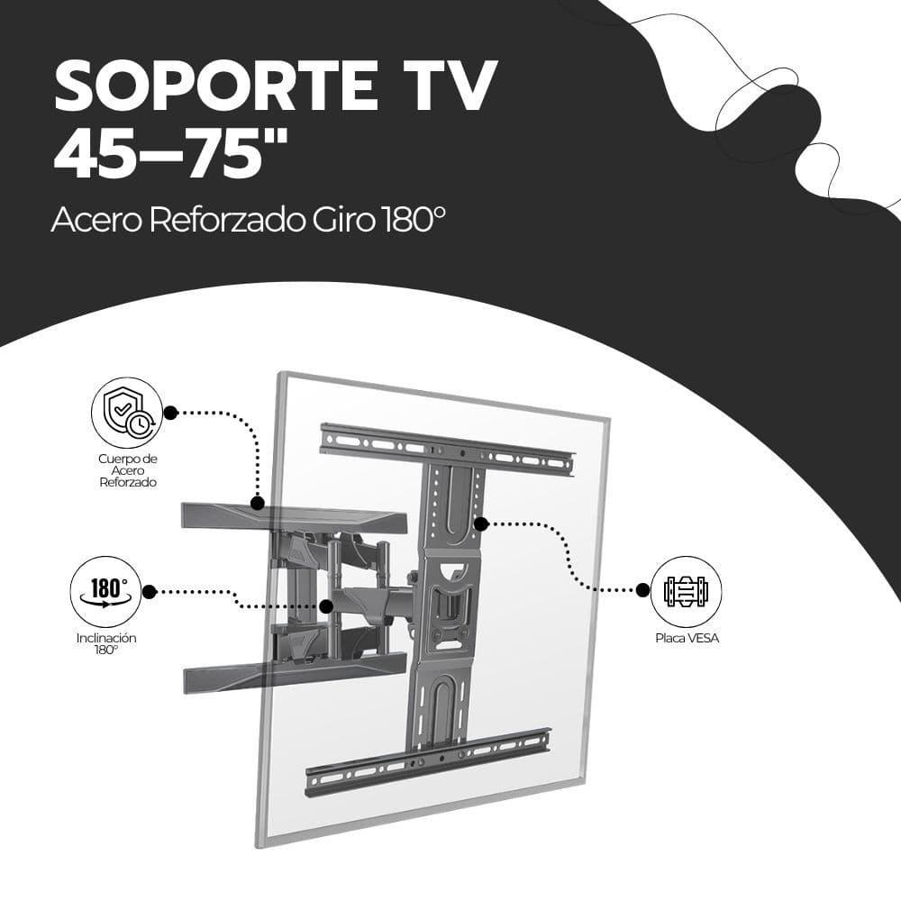 Soporte TV Full Motion 45–75" Acero Reforzado Giro 180° — imagen 3