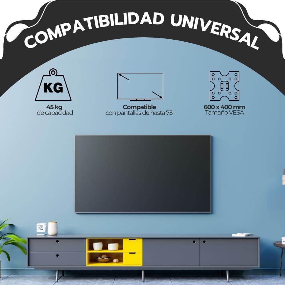 Soporte TV Full Motion 45–75" Acero Reforzado Giro 180° — imagen 5