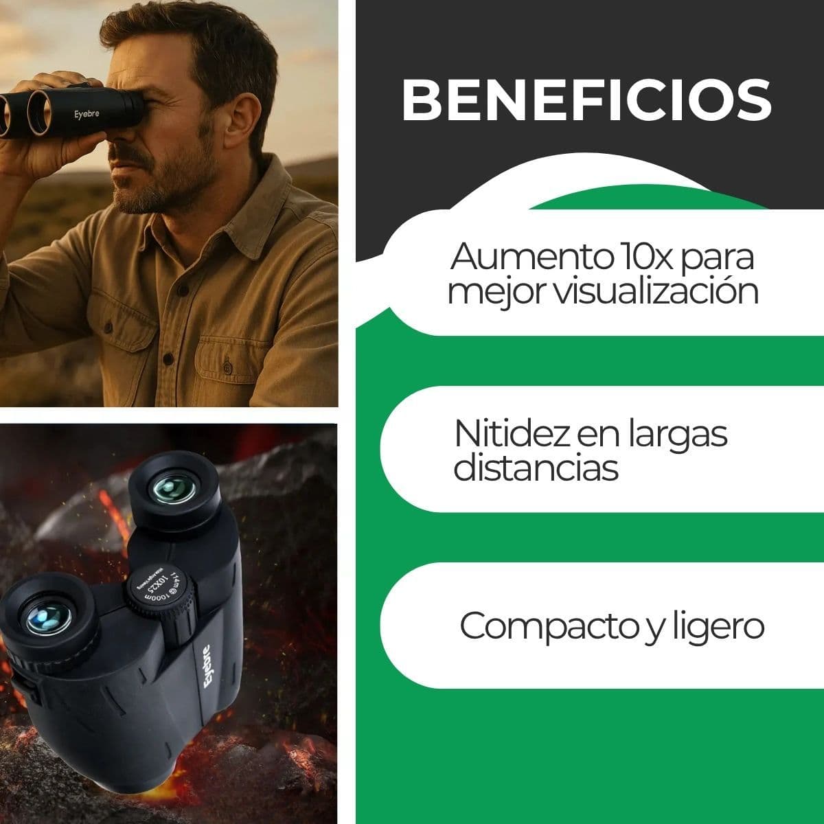 Binoculares Largo Alcance 10x25 Aumento 10x Eyebre Ld117 — imagen 4