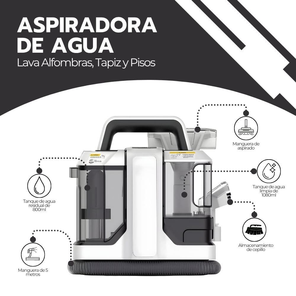 Aspiradora De Agua Lava Alfombras Tapiz Pisos Hogar 750W — imagen 3
