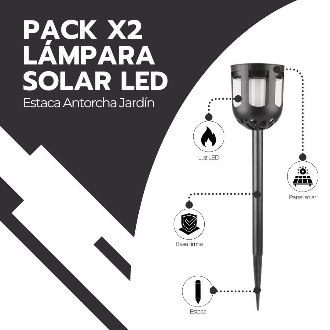 Pack X2 Lámpara Solar Led Estaca Antorcha Jardín Parque — imagen 3