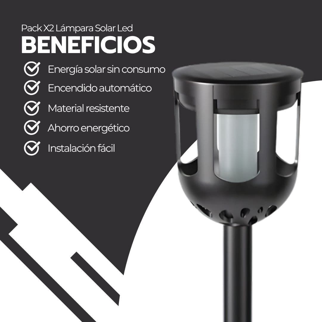 Pack X2 Lámpara Solar Led Estaca Antorcha Jardín Parque — imagen 4