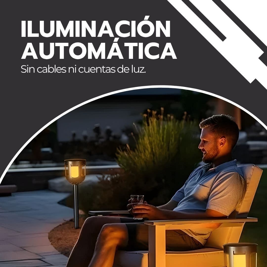 Pack X2 Lámpara Solar Led Estaca Antorcha Jardín Parque — imagen 5