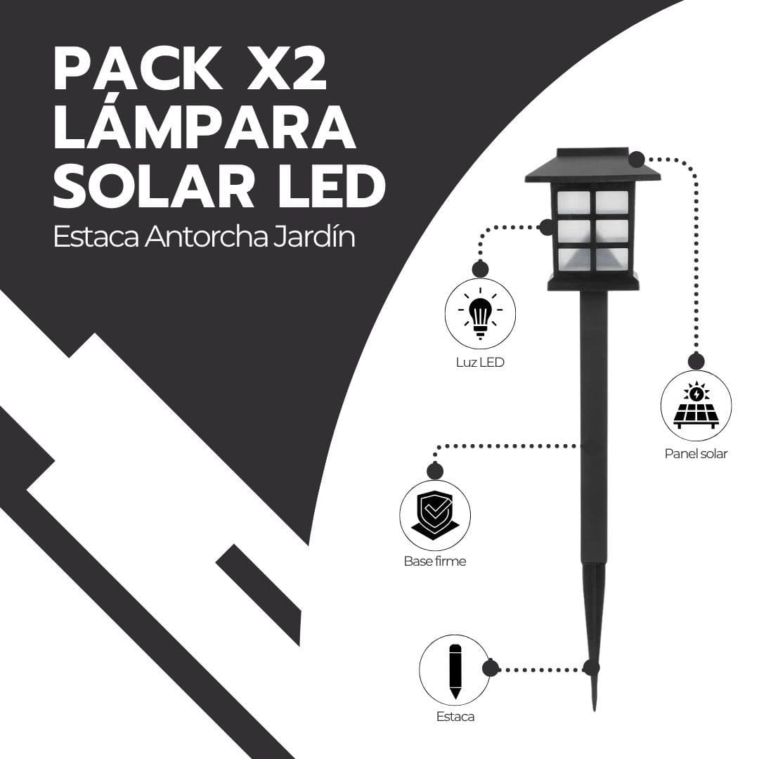 Pack X2 Lámpara Solar Led Estaca Luminosa Jardín — imagen 3
