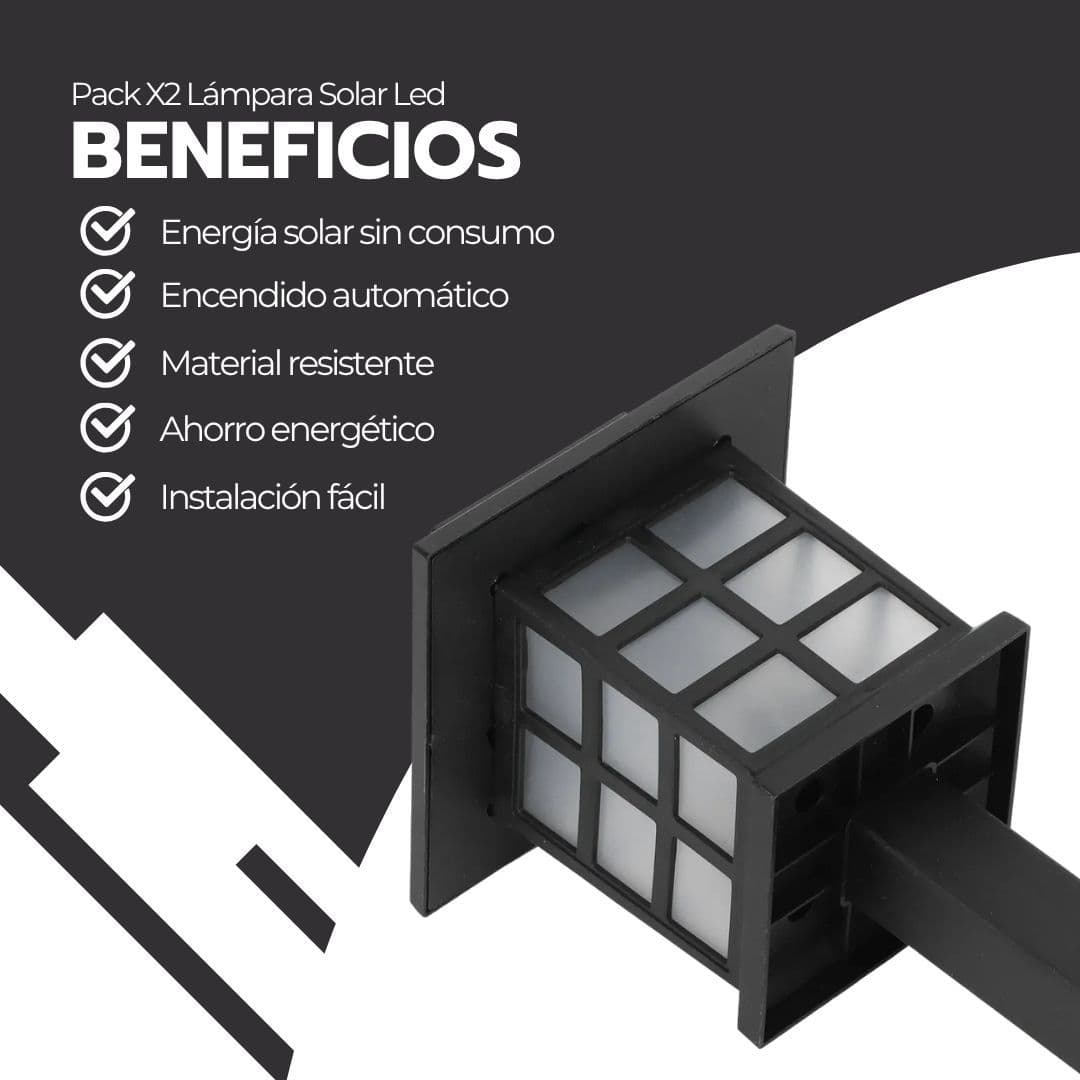 Pack X2 Lámpara Solar Led Estaca Luminosa Jardín — imagen 4