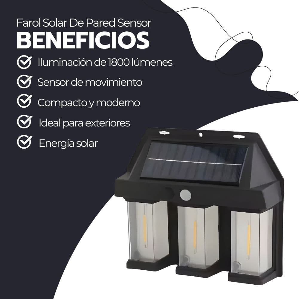 Farol Solar De Pared Sensor Movimiento Luz Cálida Exterior — imagen 4