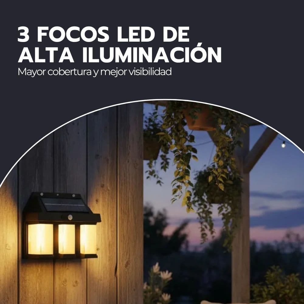 Farol Solar De Pared Sensor Movimiento Luz Cálida Exterior — imagen 8