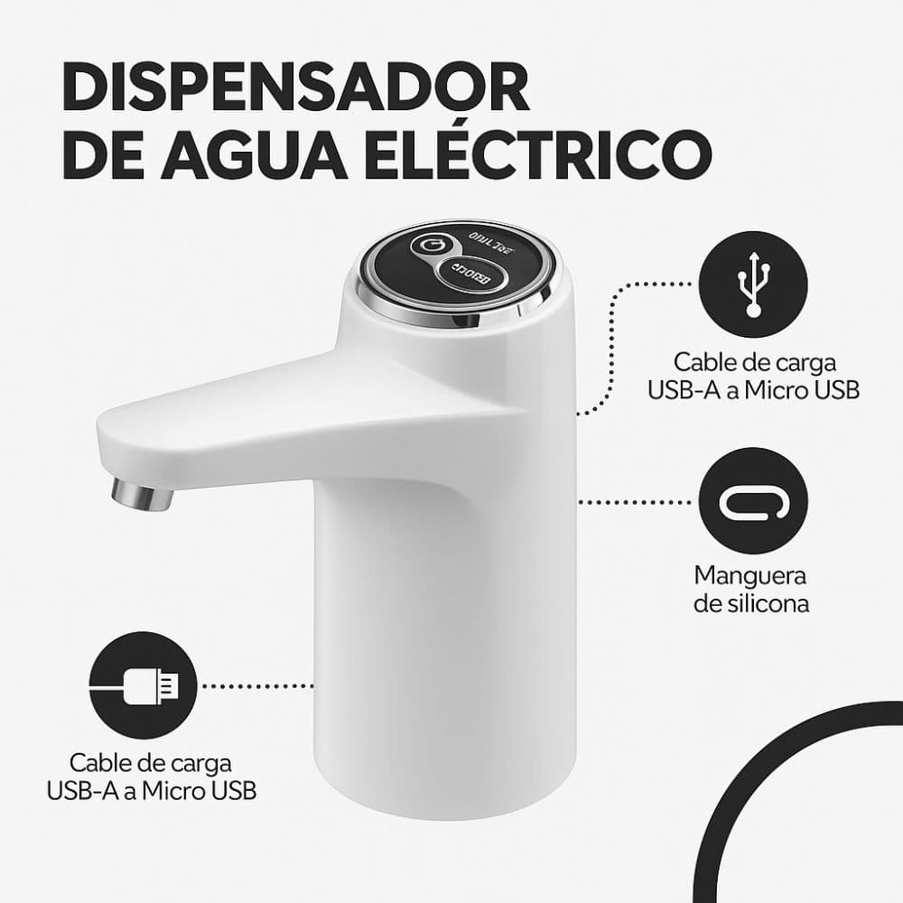 Dispensador Agua Eléctrico Bomba Usb Agua Dosificador Bidón — imagen 3