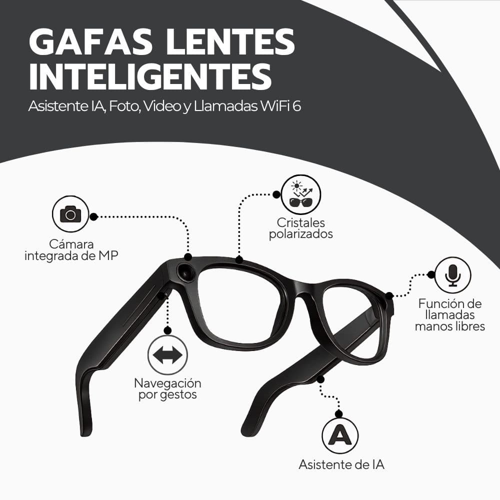 Gafas Lentes Inteligentes IA Foto Video Llamadas WiFi 6 — imagen 3