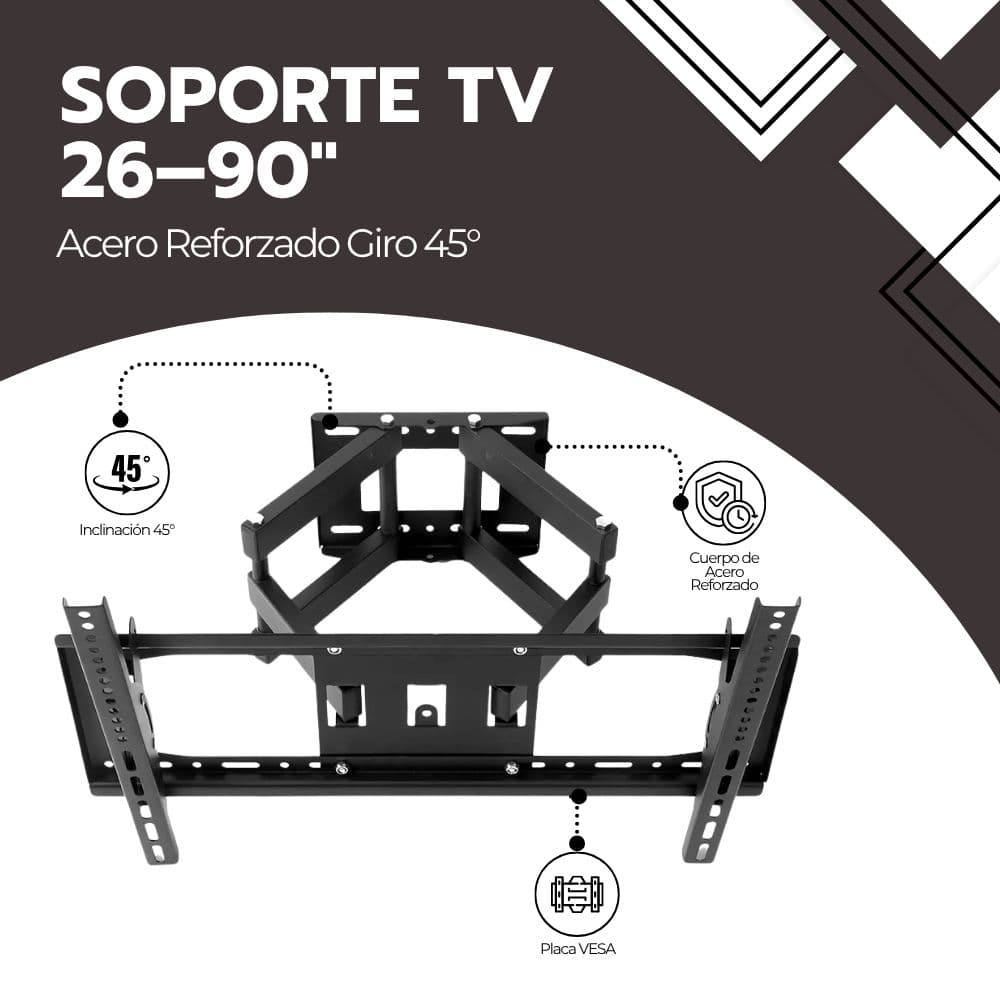 Soporte TV Full Motion 26–90" Acero Reforzado Giro 120 — imagen 3