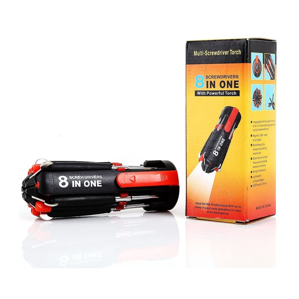 Desatornillador Multiuso 8 en 1 Con Linterna Led