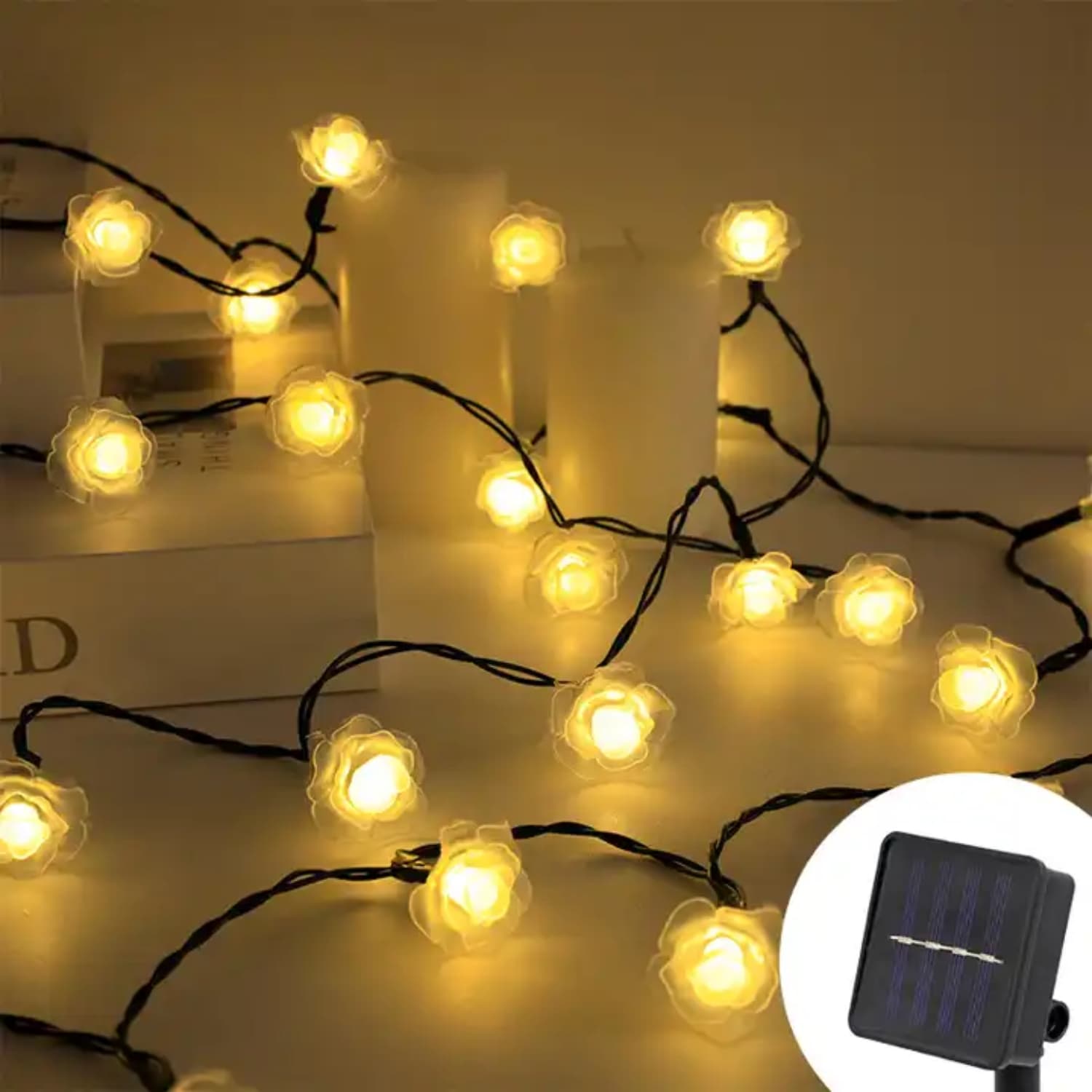 Cadena de Luces Solares Tipo Flor 50Led 7m