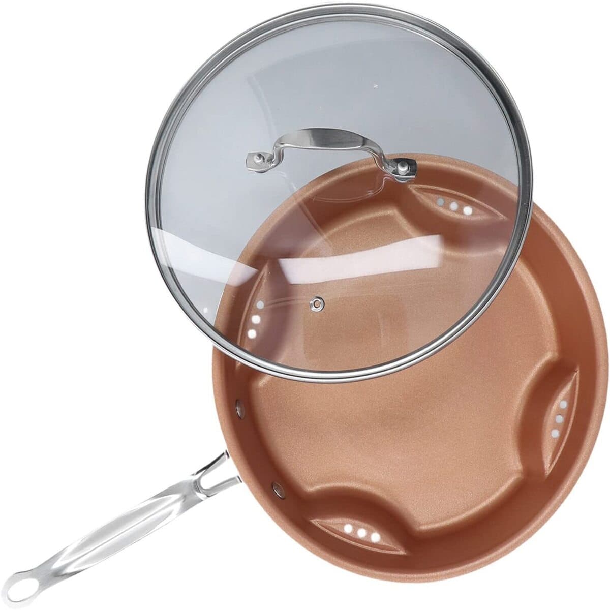 Sarten Freidora Color Cobre Vaporera Antiadherente