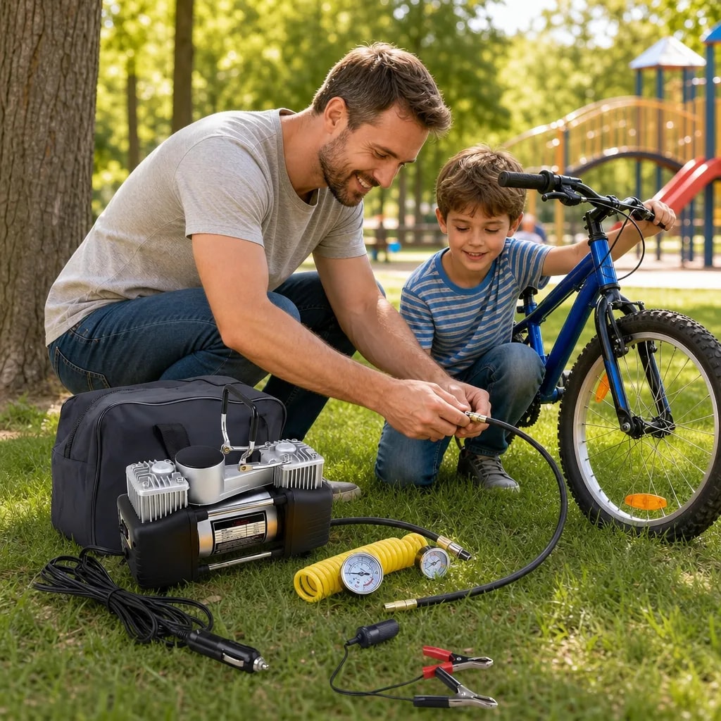 Preparando la bici para el paseo