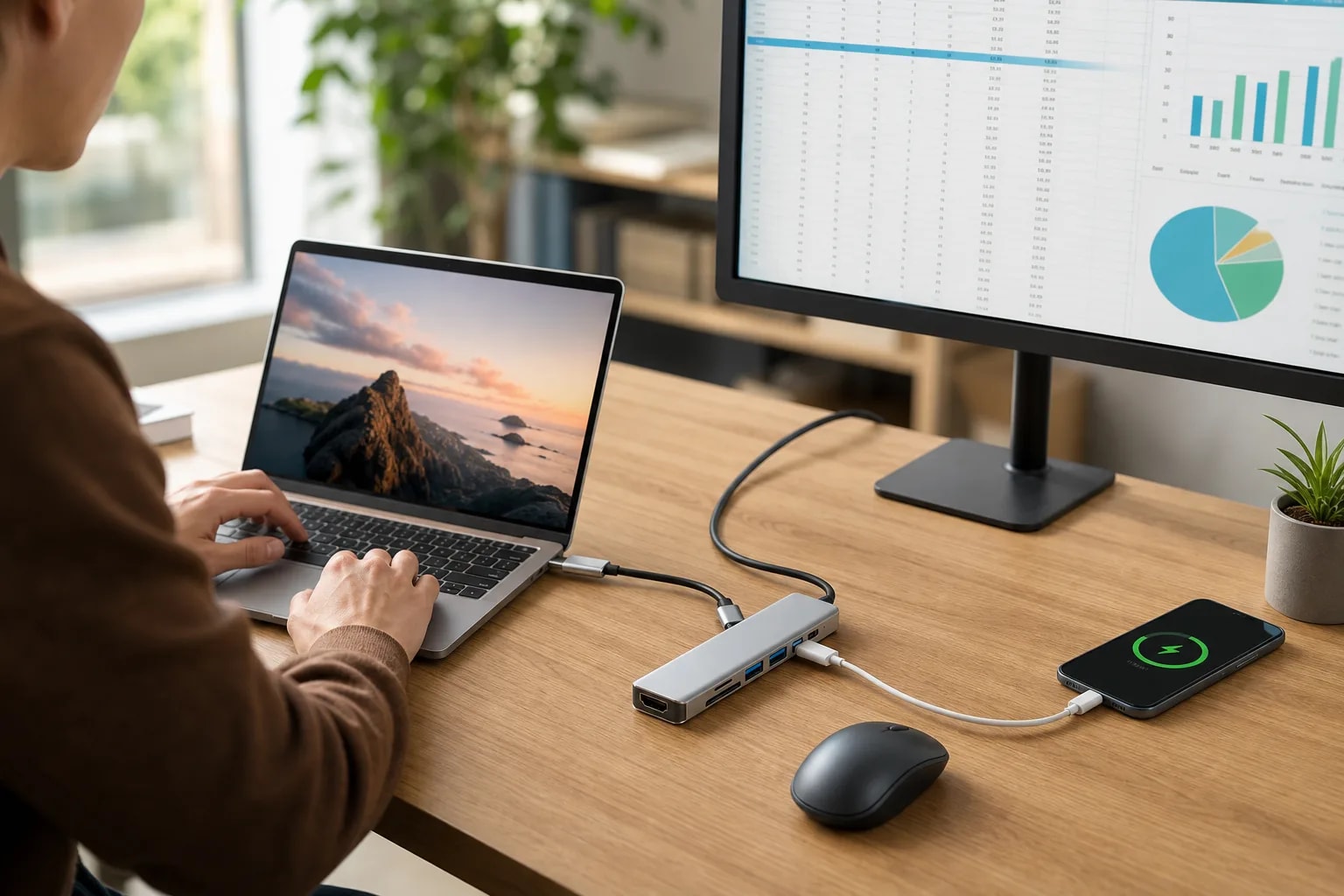 Conecta monitor y periféricos