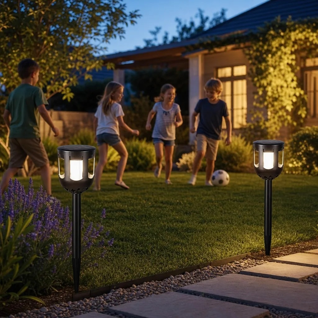 Patio iluminado para los niños