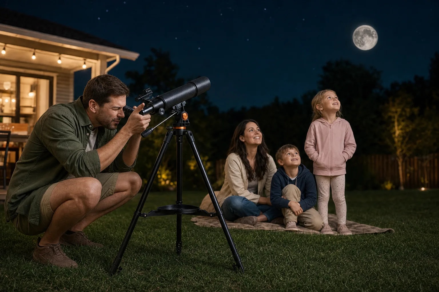 Observa la Luna desde el jardín
