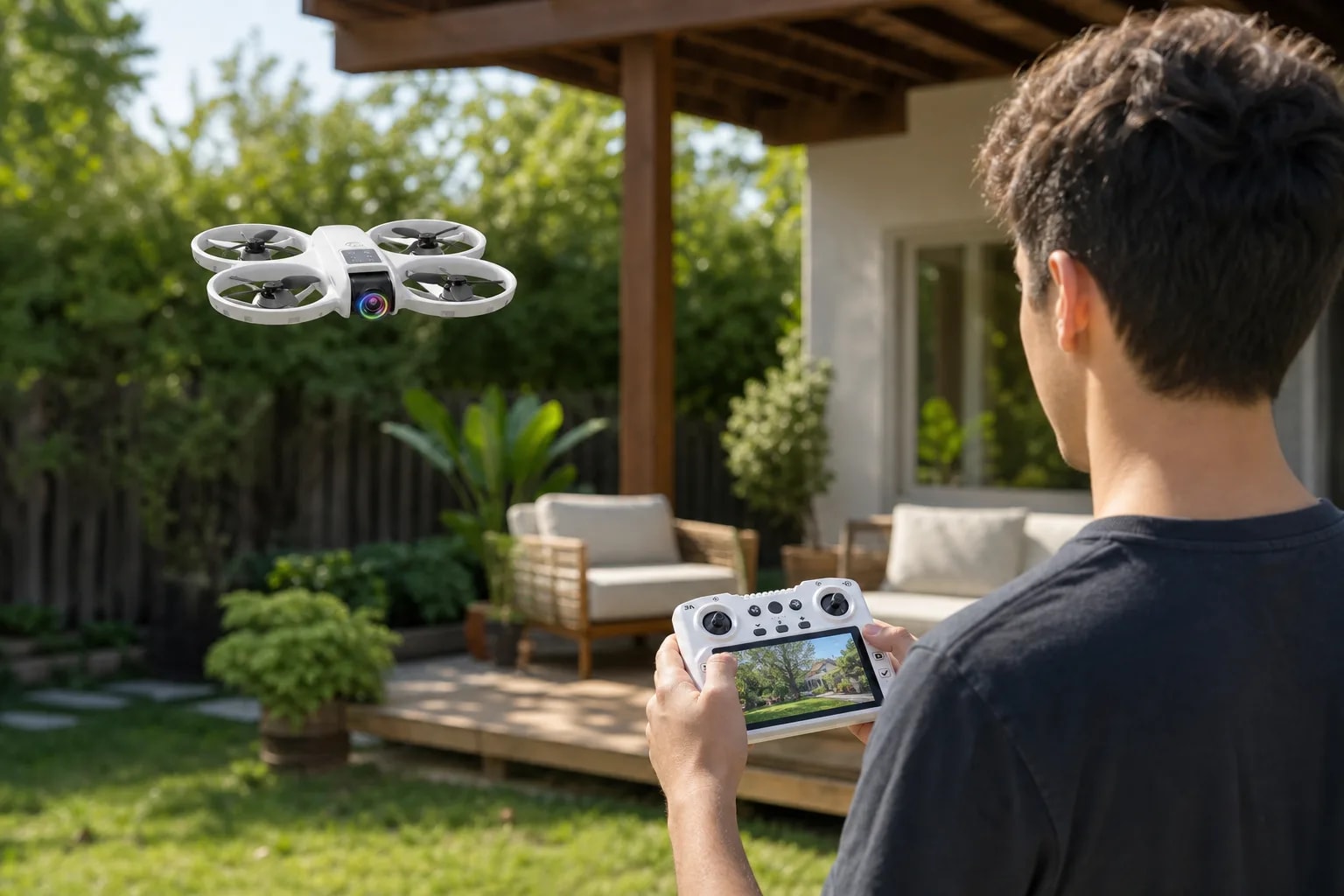 Drone Brushless Con Cámara, Control Lcd Y Giro 360° Blanco en detalle