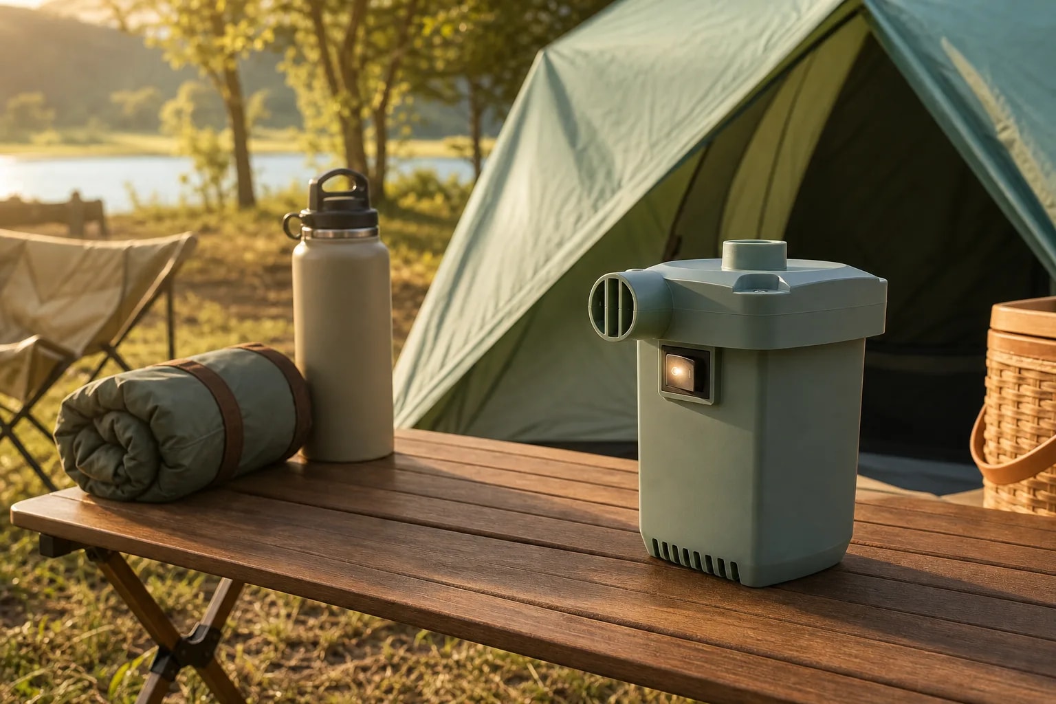 Inflador Eléctrico Portátil para Neumáticos, Colchones y Globos | Recargable USB-C con 300 L/min y 3 Boquillas Intercambiables | Novystor