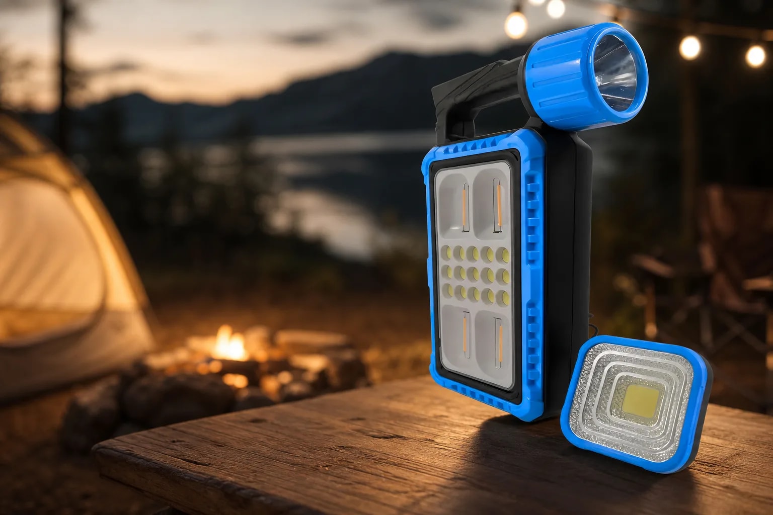 Linterna Farol LED Recargable Panel Solar Camping 5 en 1
