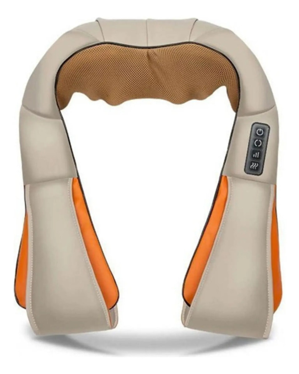 Masajeador Profesional De Espalda Hombro Cuello Relajación Beige Y Naranja