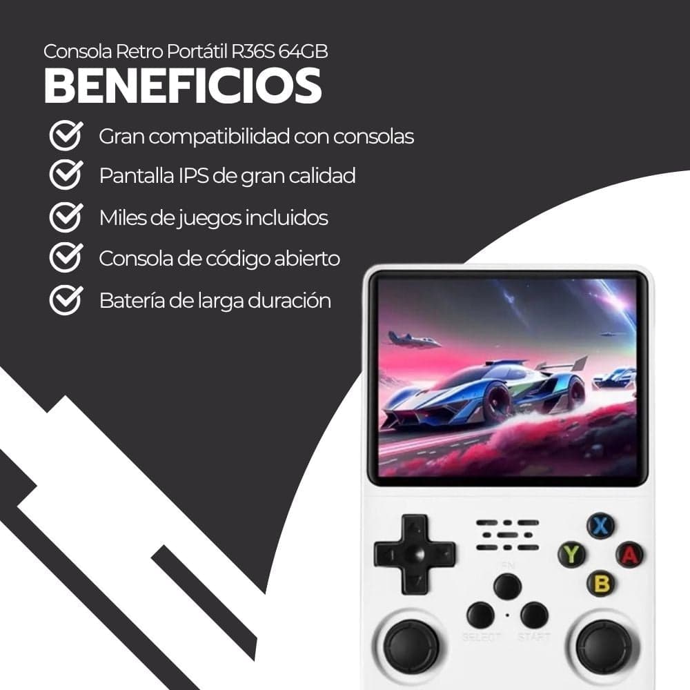 CONSOLA RETRO PORTATIL R36S 64GB WIFI +10000 JUEGOS BLANCO — imagen 4
