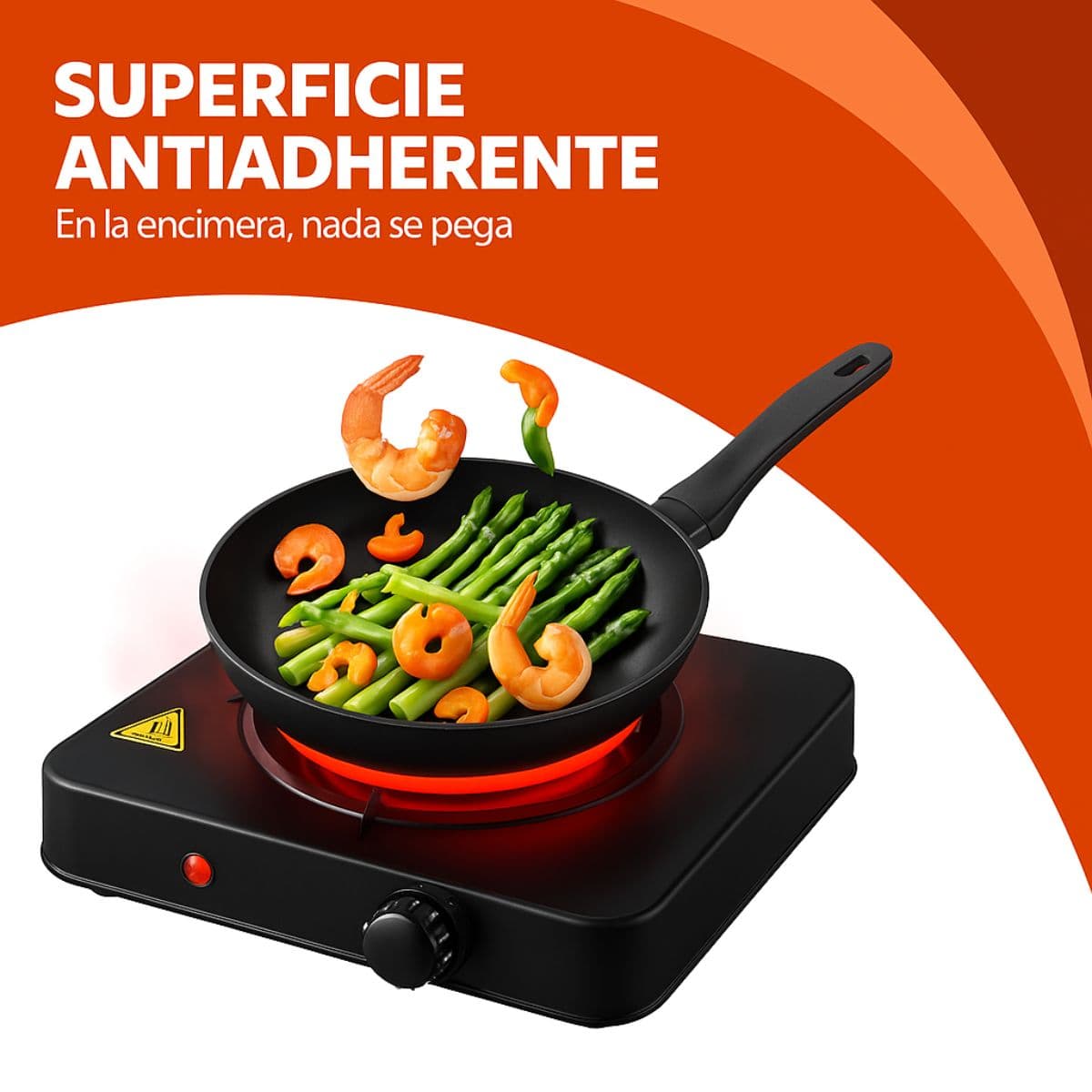 Cocinilla Eléctrica Portátil 1 Plato 155mm Acero Inox Negro — imagen 5