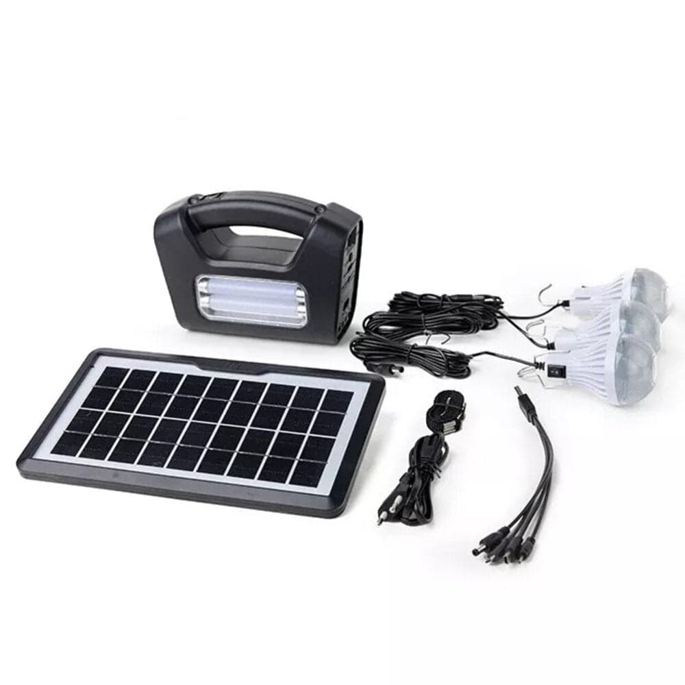 Kit De Emergencia Solar Camping Usb Con 3 Ampolletas