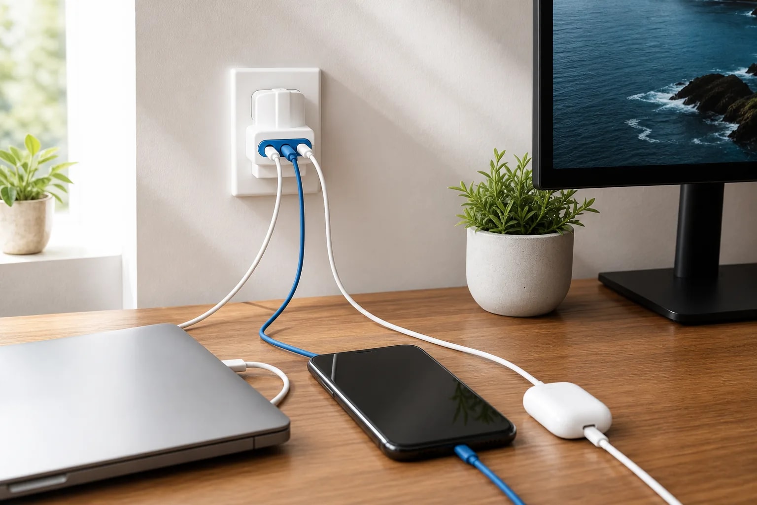 Conecta monitor, notebook y cargador sin problemas
