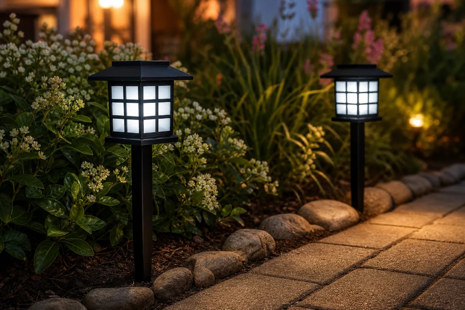 Jardín iluminado sin esfuerzo