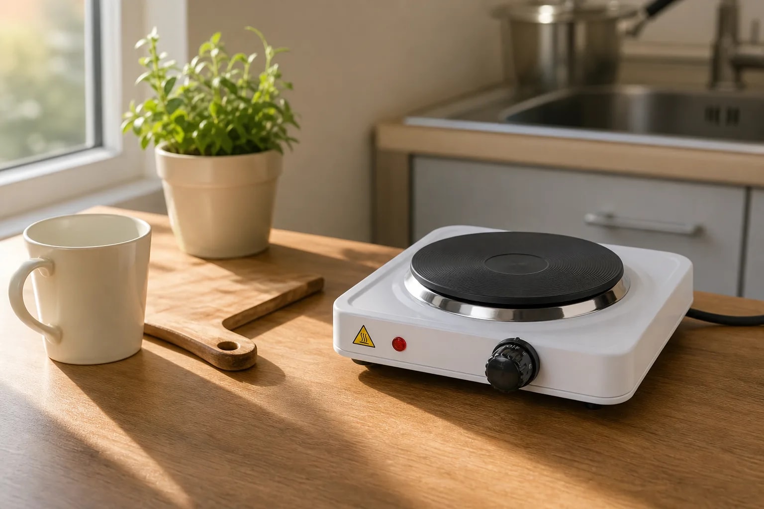 Cocinilla Eléctrica Portátil 1 Plato 155mm Acero Inox Color Blanco