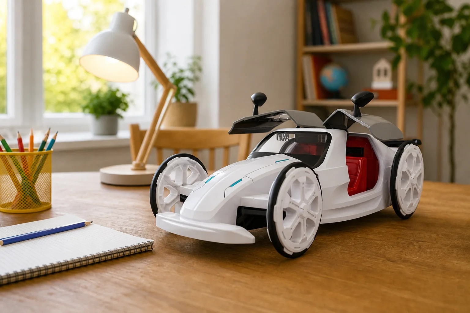 Auto a panel solar armable educativo STEM con doble alimentación solar y batería para aprender energía renovable | Novystor