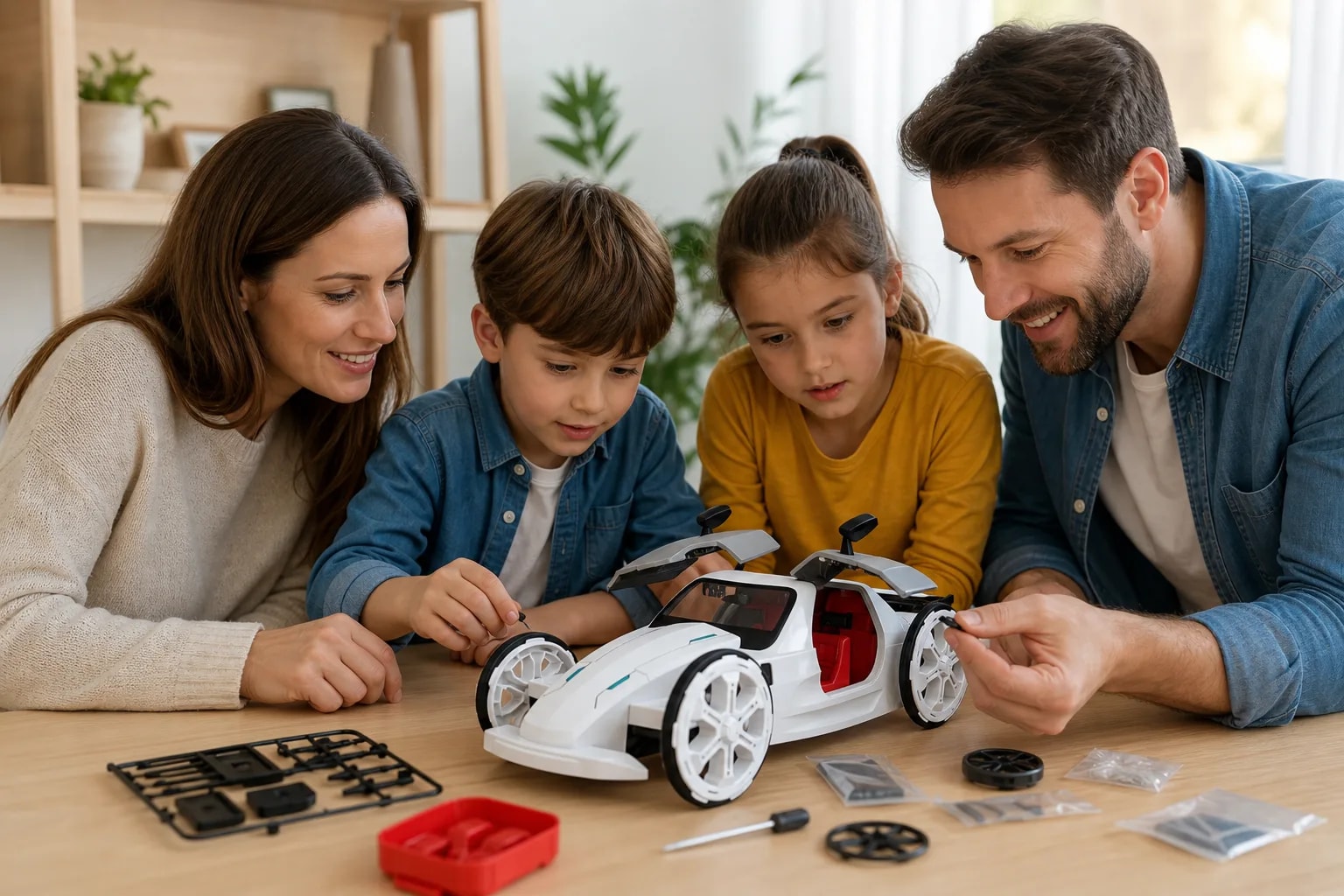 Auto a panel solar armable educativo STEM con doble alimentación solar y batería para aprender energía renovable | Novystor en detalle