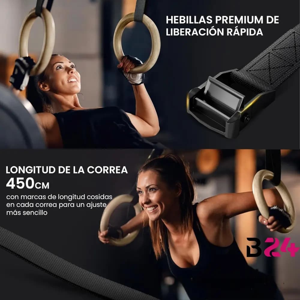 Anillas Olímpicas Madera Con Hebillas Metálicas Calistenia — imagen 9