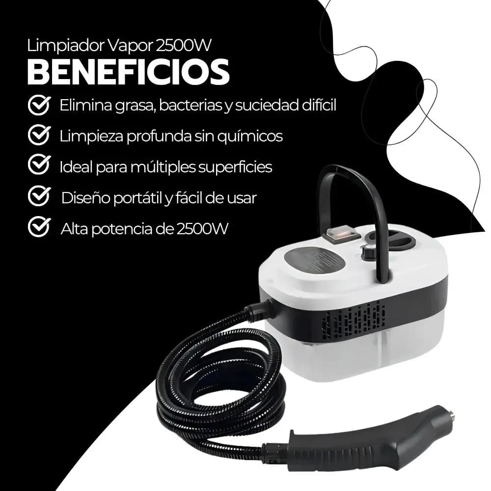 Limpiador A Vapor 2500w Alta Presión Cocina Baño Auto Blanco — imagen 4