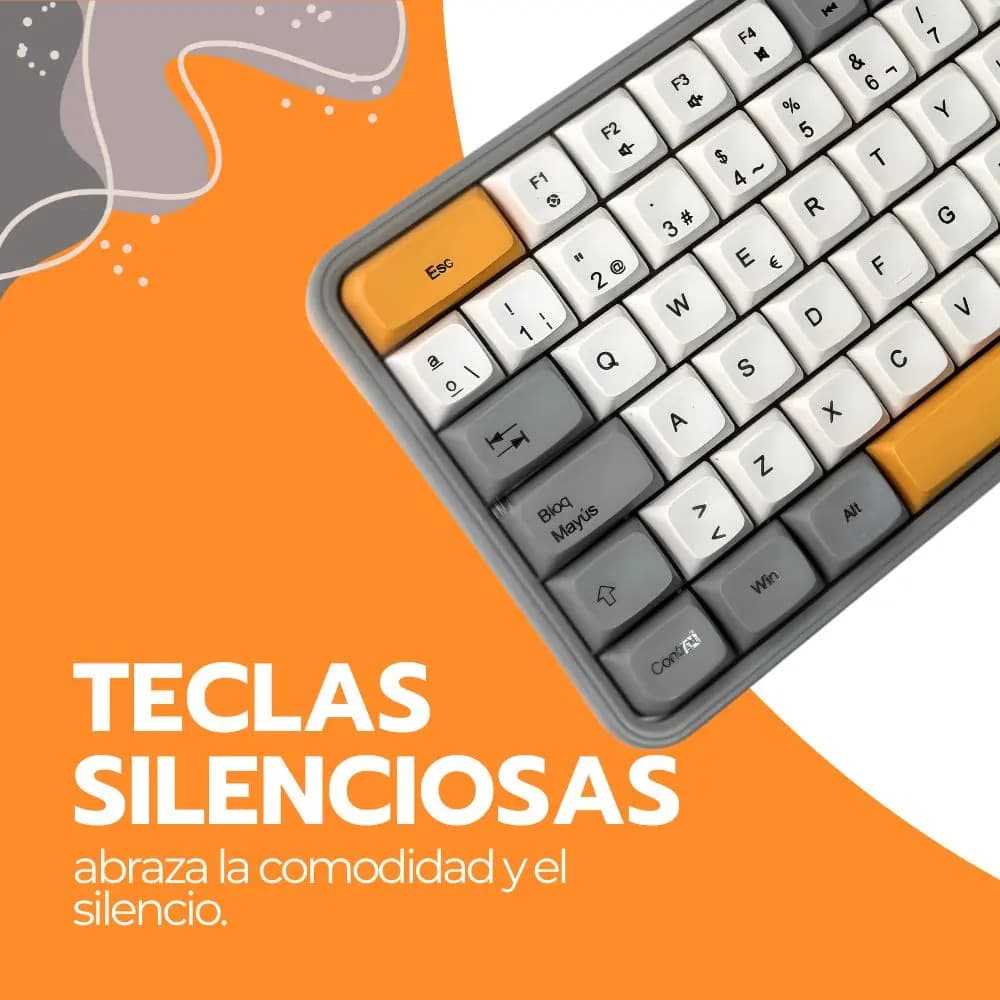Kit Teclado Y Mouse Inalámbrico Numérico Bluetooth Usb Amarillo Gris Oscuro — imagen 9