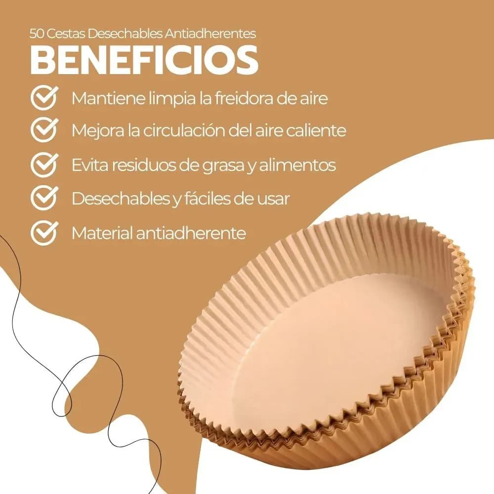 50 Cestas Desechables Antiadherentes Para Freidora De Aire — imagen 4